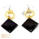 Organic Cow Horn - Oval - Black and Yellow - Earrings