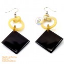 Organic Cow Horn -Yellow and Black - Earrings