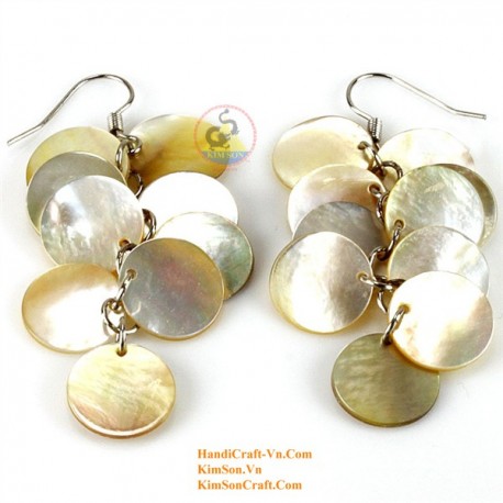 Organic Gold Mother of Pearl - Circle - Earrings