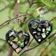 Organic Mother of Pearl - Heart - Black and Blue - Earrings