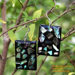 Organic Cow Horn - Oval - Black and Yellow - Earrings