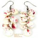 Organic Mother of Pearl - Circle - White and Red - Earrings