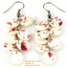 Organic Mother of Pearl - Circle - White and Red - Earrings