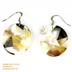 Organic Cow Horn - Oval - Black and Yellow - Earrings