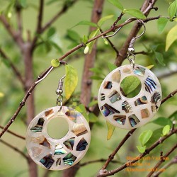 Organic Cow Horn - Oval - Black and Yellow - Earrings