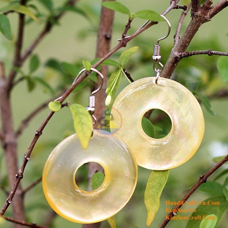 Organic Mother of Pearl - Circle - White and Yellow - Earrings