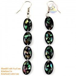 Organic Cow Horn - Oval - Black and Yellow - Earrings