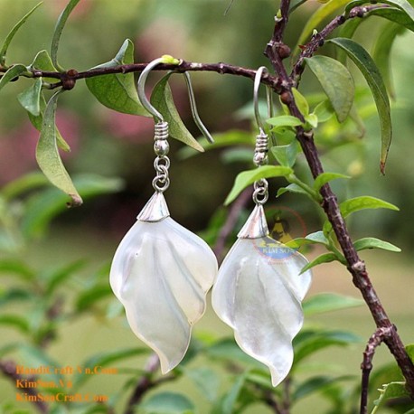 Organic Mother of Pearl - Leaf - Silver - Earrings