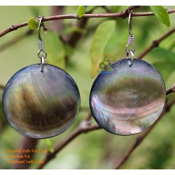 Organic Cow Horn - Oval - Black and Yellow - Earrings