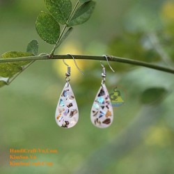 Organic Cow Horn - Oval - Black and Yellow - Earrings