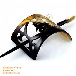 Chinese Character Organic Horn Hair Barrette