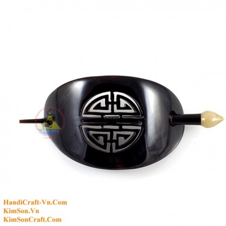 Organic Cow Horn - Oval - Black and Yellow - Earrings