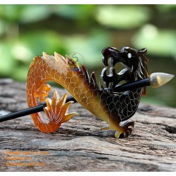 Organic Cow Horn - Oval - Black and Yellow - Earrings