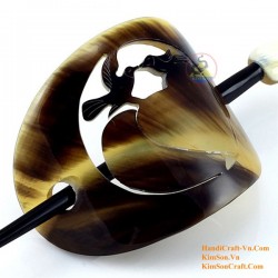 Organic Cow Horn - Oval - Black and Yellow - Earrings