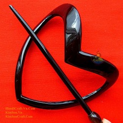 Organic Cow Horn - Oval - Black and Yellow - Earrings