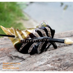 Organic Cow Horn - Oval - Black and Yellow - Earrings