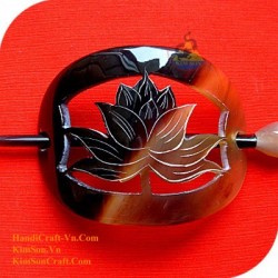 Organic Cow Horn - Oval - Black and Yellow - Earrings