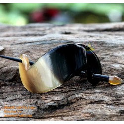 Organic Cow Horn - Oval - Black and Yellow - Earrings