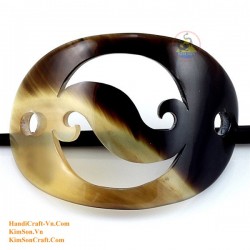 Organic Cow Horn - Oval - Black and Yellow - Earrings