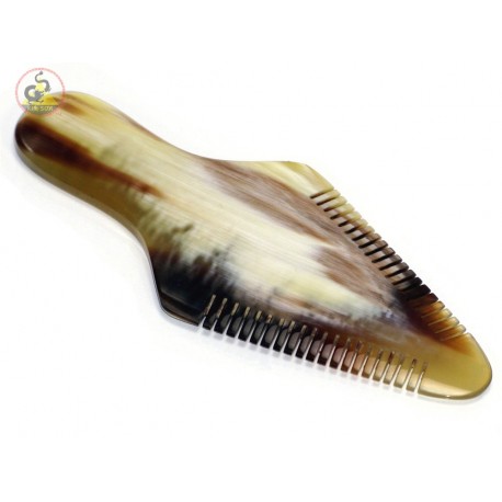 本物のホーン櫛 - リーフ スタイル - 15.5 x 4 cm (5.90 × 1.57 インチ)