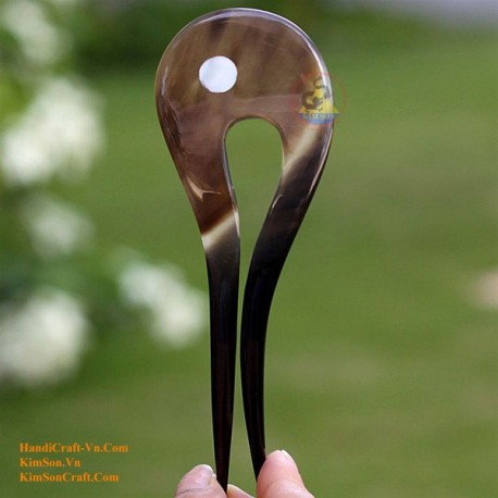 Double Stick Organic Horn & Mother of Pearl Hair Stick