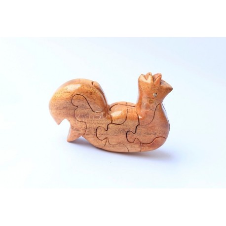 Cat puzzle wooden toys - Handmade - Green Material & Natural Wood Color