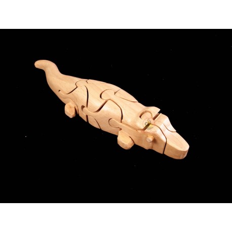 Cat puzzle wooden toys - Handmade - Green Material & Natural Wood Color