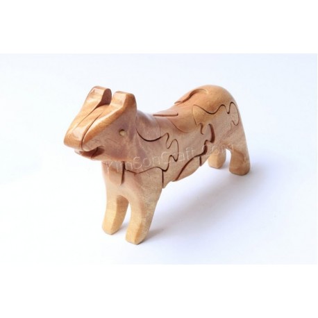 Cat puzzle wooden toys - Handmade - Green Material & Natural Wood Color
