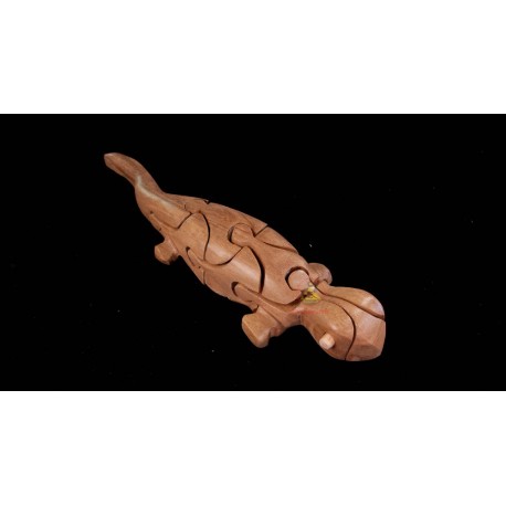 Cat puzzle wooden toys - Handmade - Green Material & Natural Wood Color