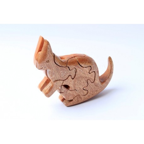 Cat puzzle wooden toys - Handmade - Green Material & Natural Wood Color