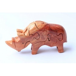 Cat puzzle wooden toys - Handmade - Green Material & Natural Wood Color