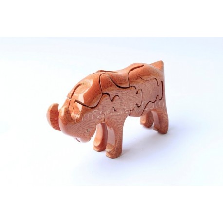 Cat puzzle wooden toys - Handmade - Green Material & Natural Wood Color