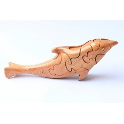 Whale Puzzle Wooden Toys - Handmade - Green material & Natural Wood Color