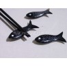 Chopsticks holder "fish" black "water buffalo horn"