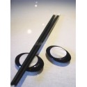 Stäbchen Halter - handgefertigt aus schwarzem Büffelhorn + Inlay Perlmutt - Augen-Form