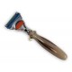 Black Buffalo Horn Handle - Inlay Green Abalone - Safety Razor Fusion - 5 Blade