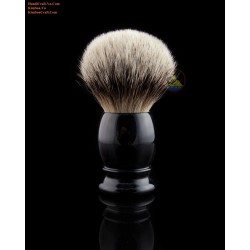 Abalone Lines on Round Genuine Black Cow Horn Shaving Brush (21, 24, 28 mm badger hair)