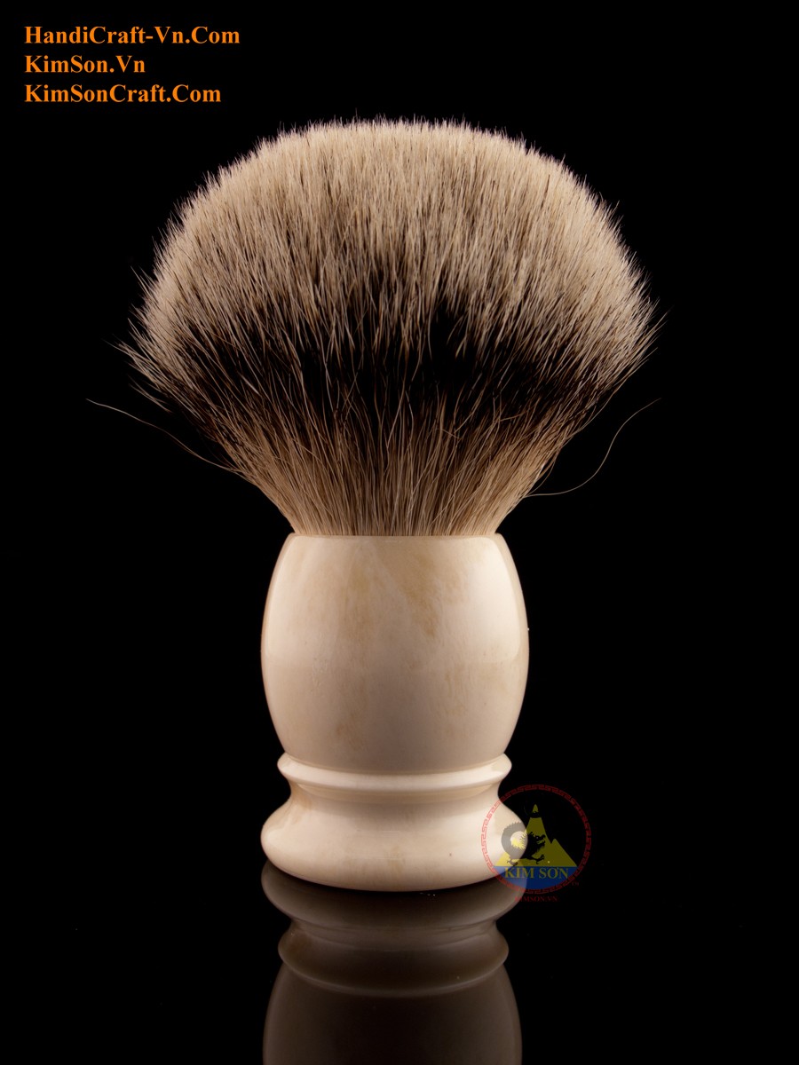 Genuine Cattle Bone - Ivory Color - Shaving Brush With Silver Tip Badger  Hair (Knot size from 21 to 28 mm)