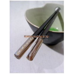 Chopsticks handmade from ebony, black mother-of-pearl head