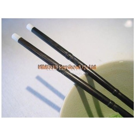 Chopsticks handmade from ebony + bamboo section style + head pearl