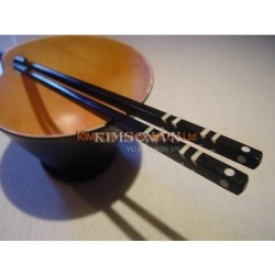 Chopsticks handmade from ebony, buffalo bone point + tilted buffalo bone