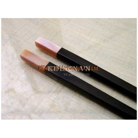 Chopsticks handmade from ebony and pink mother of pearl
