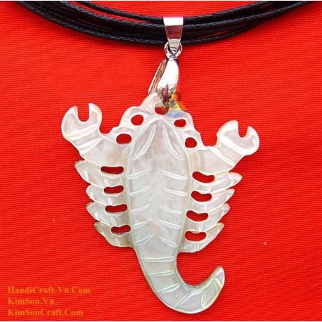 SCORPION Handmade Natural Mother of Pearl Pendant Necklace