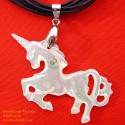HORSE Handmade Natural Mother of Pearl Pendant Necklace