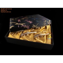 Комбо Салфетка: 6 Ящерица салфетки подлинный мрамор коровий рог с Brocade поле