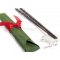 Chopstick combo 2: Ebony Wood + Green Abalone + Red Cloth