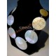 Necklace rigid choker 1 circle brown mother-of-pearl