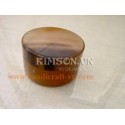 Round box made of marble buffalo horn