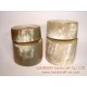 Round box made of white marble buffalo horn (Large Size)