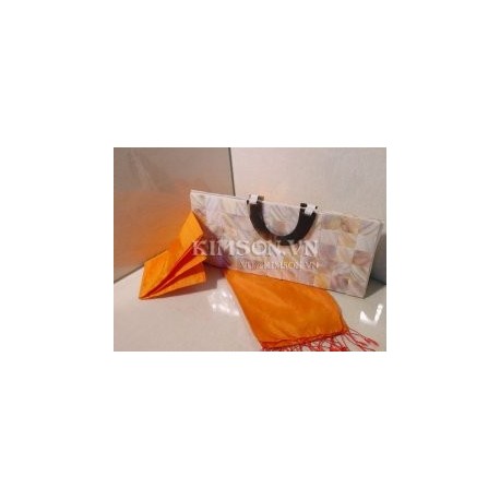 Combo Napkin: 6 Dragon-fly napkin marble cow horn with Brocade box